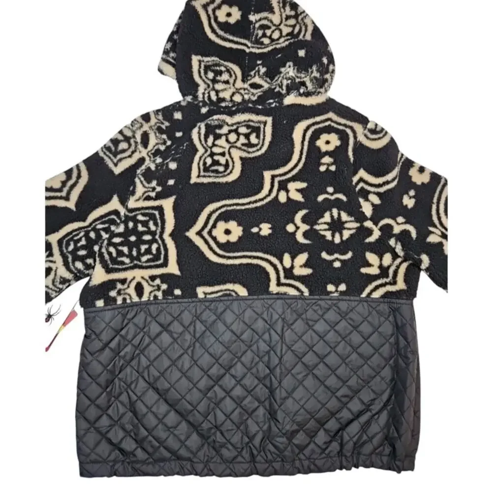 NWT! Spyder $169 Black Sherpa Fleece Quilted Full-Zip Hooded Jacket - Size Large - Picture 7 of 9